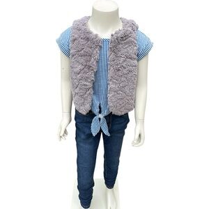 H&M Kids | Faux Fur Gilet | Gray | 7-8 years